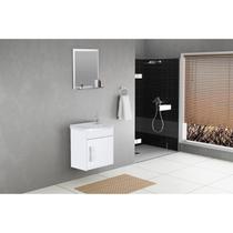 Conjunto Gabinete de Banheiro Suspenso 39cm 1 Porta com Cuba e Espelheira Turin Branco Conjunto Gabinete de Banheiro Suspenso 39cm 1 Porta com Cuba e Espelheira Turin Branco