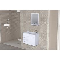 Conjunto Gabinete de Banheiro Suspenso 55cm 2 Gavetas e 1 Porta com Cuba e Espelheira Siena Aj Rorat