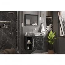 Conjunto Gabinete E Espelheira Bremen Para Banheiro Preto Fosco-nero Conjunto Gabinete E Espelheira Bremen Para Banheiro Preto Fosco-nero
