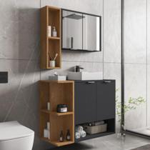 Conjunto Gabinete e Espelheira Rennes Preto Fosco Naturalle Conjunto Gabinete e Espelheira Rennes Preto Fosco Naturalle