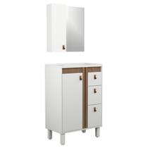 Conjunto Gabinete e Espelho para Banheiro com Pé 60 cm Ariel