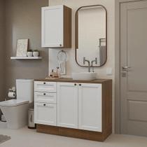 Conjunto Gabinete para Banheiro 110cm 3 Gavetas 3 Portas Rustic/Branco Vik Madesa 01