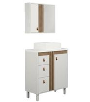 Conjunto Gabinete para Banheiro 60cm com Tampo de Pedra Sofia
