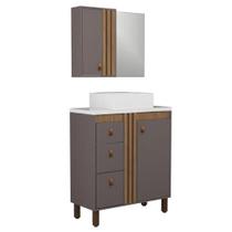 Conjunto Gabinete para Banheiro 60cm com Tampo de Pedra Sofia