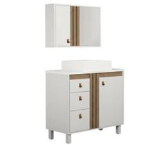 Conjunto Gabinete para Banheiro 80cm com Tampo de Pedra Sofia
