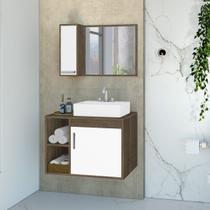 Conjunto Gabinete para Banheiro com Cuba de Sobrepor e Espelheira 60cm Dublin