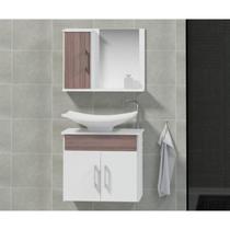 Conjunto Gabinete para Banheiro com Cuba e Espelheira Bali Branco/Rústico Conjunto Gabinete para Banheiro com Cuba e Espelheira Bali Branco/Rústico