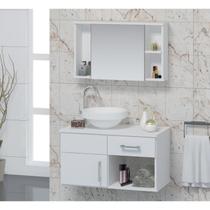 Conjunto Gabinete para Banheiro com Cuba e Espelheira Stilo Branco