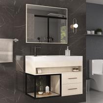 Conjunto Gabinete para Banheiro com Espelheira New 80
