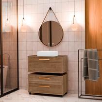 Conjunto Gabinete para Banheiro com Rodizio, com Cuba de Sobrepor e Espelho Kyoto 80 Cm