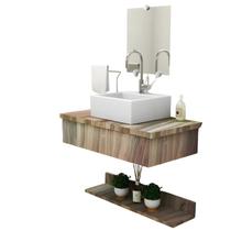 Conjunto Gabinete para Banheiro Completo com Cuba Espelheira Dublin Marrom
