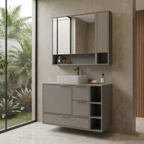 Conjunto Gabinete para Banheiro Modulado 100cm x 124cm Prime Yescasa Cinza/Cimento