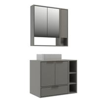 Conjunto Gabinete para Banheiro Modular Prime Yescasa 802 80cm 100% MDF Cinza/Cimento Conjunto Gabinete para Banheiro Modular Prime Yescasa 802 80cm 100% MDF Cinza/Cimento