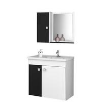 Conjunto Gabinete para Banheiro Munique Branco/Preto - Bechara Conjunto Gabinete para Banheiro Munique Branco/Preto - Bechara