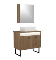Conjunto Gabinete para Banheiro Tech Led 2G 60cm Com Pé Conjunto Gabinete para Banheiro Tech Led 2G 60cm Com Pé