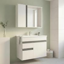 Conjunto Gabinete Suspenso com Pia e Espelheira 60cm Branco Napoli Conjunto Gabinete Suspenso com Pia e Espelheira 60cm Branco Napoli