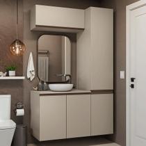 Conjunto Gabinete Suspenso Para Banheiro 120cm 5 Portas Nice Madesa 02 Crema