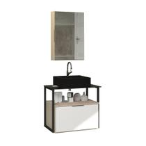Conjunto Gabinete Urbe 60cm Madeirado Branco Tampo Preto Cuba Preto Conjunto Gabinete Urbe 60cm Madeirado Branco Tampo Preto Cuba Preto