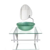 Conjunto Gabinete Vidro Banheiro 60cm Com Espelho Orgânico Moderno