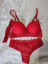 Conjunto Gaby em Microfibra com Bojo e Renda - Ajustável e Confortável