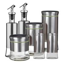 Conjunto Galheteiro 7 Peças Aço Inox Porta Condimentos