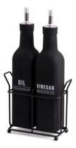 Conjunto Galheteiro De Vidro 300ml 2 Peças Preto C/ Dosador Conjunto Galheteiro De Vidro 300ml 2 Peças Preto C/ Dosador
