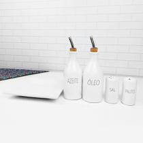 Conjunto Galheteiro Porcelana Decorado Óleo e Azeite