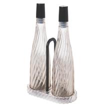 Conjunto galheteiro porta azeite e vinagre 270ml com suporte Twist Plasutil ref.17288