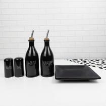 Conjunto Galheteiro Provençal Preto Decorado