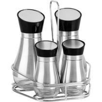 Conjunto Galheteiro Tramontina Vidro e Aço Inox Realce 4 Pç