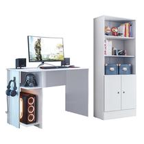 Conjunto Gamer Armário 2 Portas e Mesa para Computador 3875 Branco - Qmovi Conjunto Gamer Armário 2 Portas e Mesa para Computador 3875 Branco - Qmovi