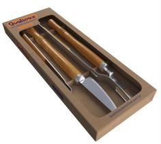 Conjunto Garfo Faca e Pegador aço inox 430 Qualinox 0559 churrasco carne grelha Conjunto Garfo Faca e Pegador aço inox 430 Qualinox 0559 churrasco carne grelha
