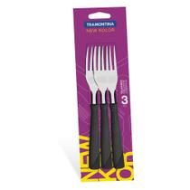 Conjunto Garfos Inox 3 Peças New Kolor Tramontina - Preto