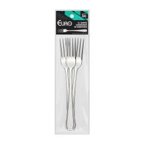 Conjunto Garfos Inox de Mesa Euro 3 Peças Chanfrados