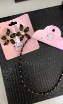 Conjunto gargantilha com brinco na cor preta Conjunto gargantilha com brinco na cor preta