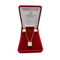 Conjunto Gargantilha e Brinco Banhado a Ouro 18k - Zircônia