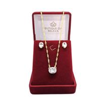 Conjunto Gargantilha Folheada A Ouro Grumet 45Cm E Brinco Conjunto Gargantilha Folheada A Ouro Grumet 45Cm E Brinco