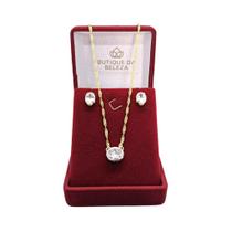 Conjunto Gargantilha Folheada A Ouro Grumet 45Cm E Brinco Conjunto Gargantilha Folheada A Ouro Grumet 45Cm E Brinco