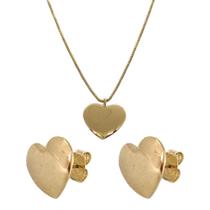 Conjunto Gargantilha Folheada A Ouro Ping. Coração 45Cm E