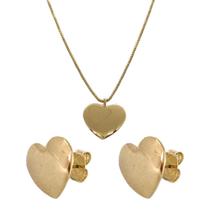 Conjunto Gargantilha Folheada A Ouro Ping. Coração 45Cm E