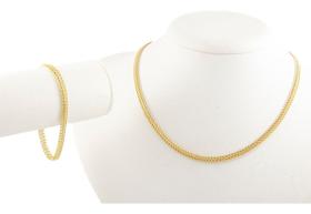 Conjunto Gargantilha Pulseira Lacraia 40 Cm 5.0 Ouro 18k750