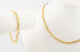 Conjunto Gargantilha Pulseira Lacraia 45 Cm 5.0 Ouro 18k750