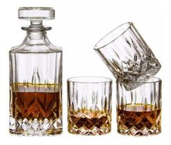 Conjunto Garrafa Licor E Whisky 1L E 4 Copos 190Ml Licoreira
