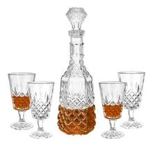 Conjunto Garrafa Licoreira + Taças Vidro Retrô Whisky Bebidas