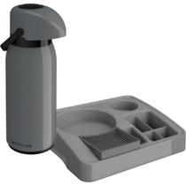 Conjunto Garrafa Térmica 1.8L + Bandeja Servire Cantinho Café Chá Porta Cápsula Sala Casa Recepção - Unitermi