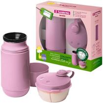 Conjunto Garrafa Térmica 250mL e Pote para Leite em Pó 280mL Sanremo SR1001-62 Rosa