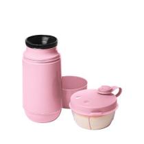 Conjunto Garrafa Térmica 250ml para bebe + Pote 3Doses de Leite em pó 280ml Rosa - Sanremo