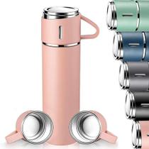 Conjunto Garrafa Térmica MS702 500ml Vacuum Flask Set Com 3 Xícaras