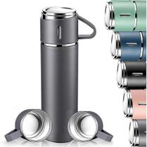 Conjunto Garrafa Térmica Vacuum Flask Set 500ml Com 3 Xícaras MS702