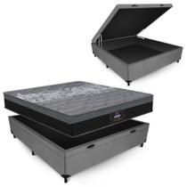 Conjunto Gazin New York Preto Box Baú Max Ultra Suede Chumbo Casal 138x188x68cm Conjunto Gazin New York Preto Box Baú Max Ultra Suede Chumbo Casal 138x188x68cm